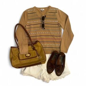 Vtg y2k striped tribal boho preppy western izod sweater